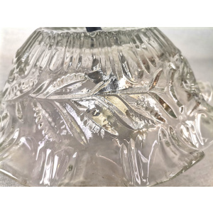 Portuguese Farmhouse mid Century clear floral glass hanging lamp, 1960s