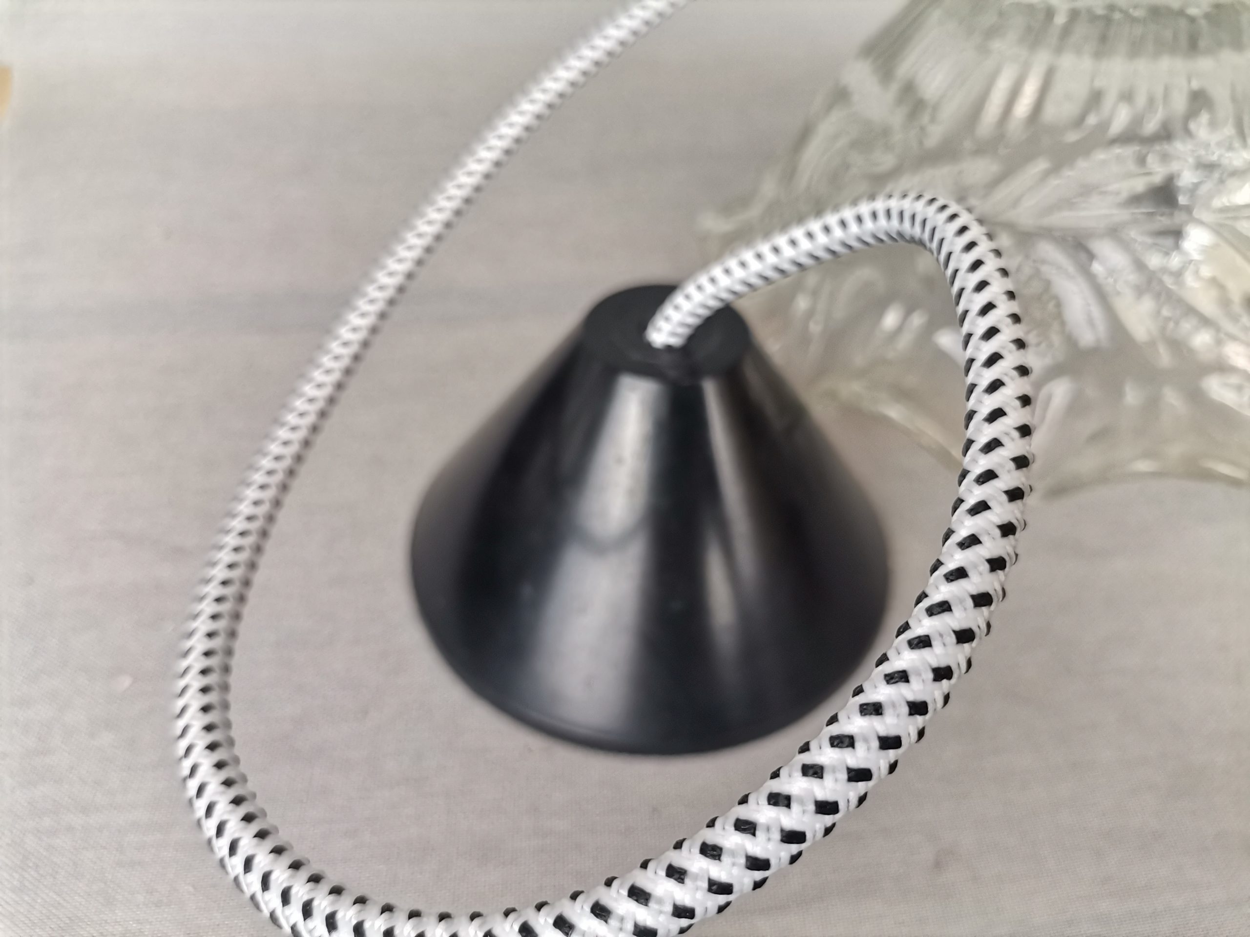 Portuguese farmhouse mid century clear glass bowl hanging lamp 1960s