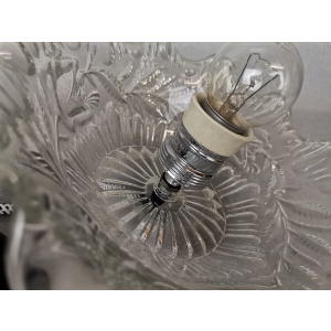 Portuguese Farmhouse mid Century clear floral glass hanging lamp, 1960s