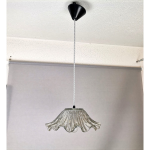 Portuguese farmhouse mid century clear glass bowl hanging lamp 1960s