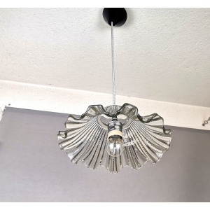 Portuguese farmhouse mid century clear glass bowl hanging lamp 1960s