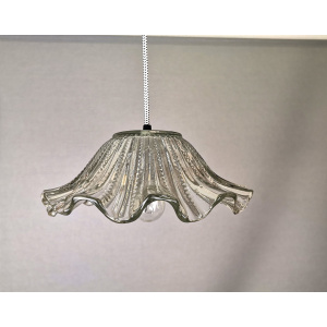 Portuguese farmhouse mid century clear glass bowl hanging lamp 1960s