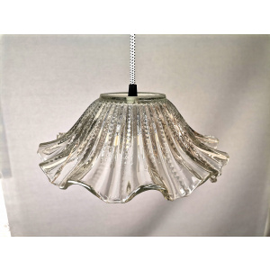 Portuguese farmhouse mid century clear glass bowl hanging lamp 1960s