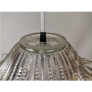 Portuguese farmhouse mid century clear glass bowl hanging lamp 1960s