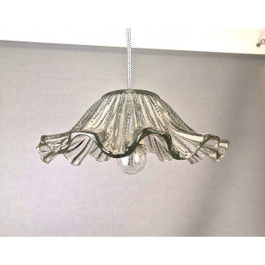 Portuguese farmhouse mid century clear glass bowl hanging lamp 1960s