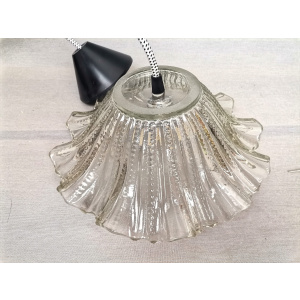 Portuguese farmhouse mid century clear glass bowl hanging lamp 1960s