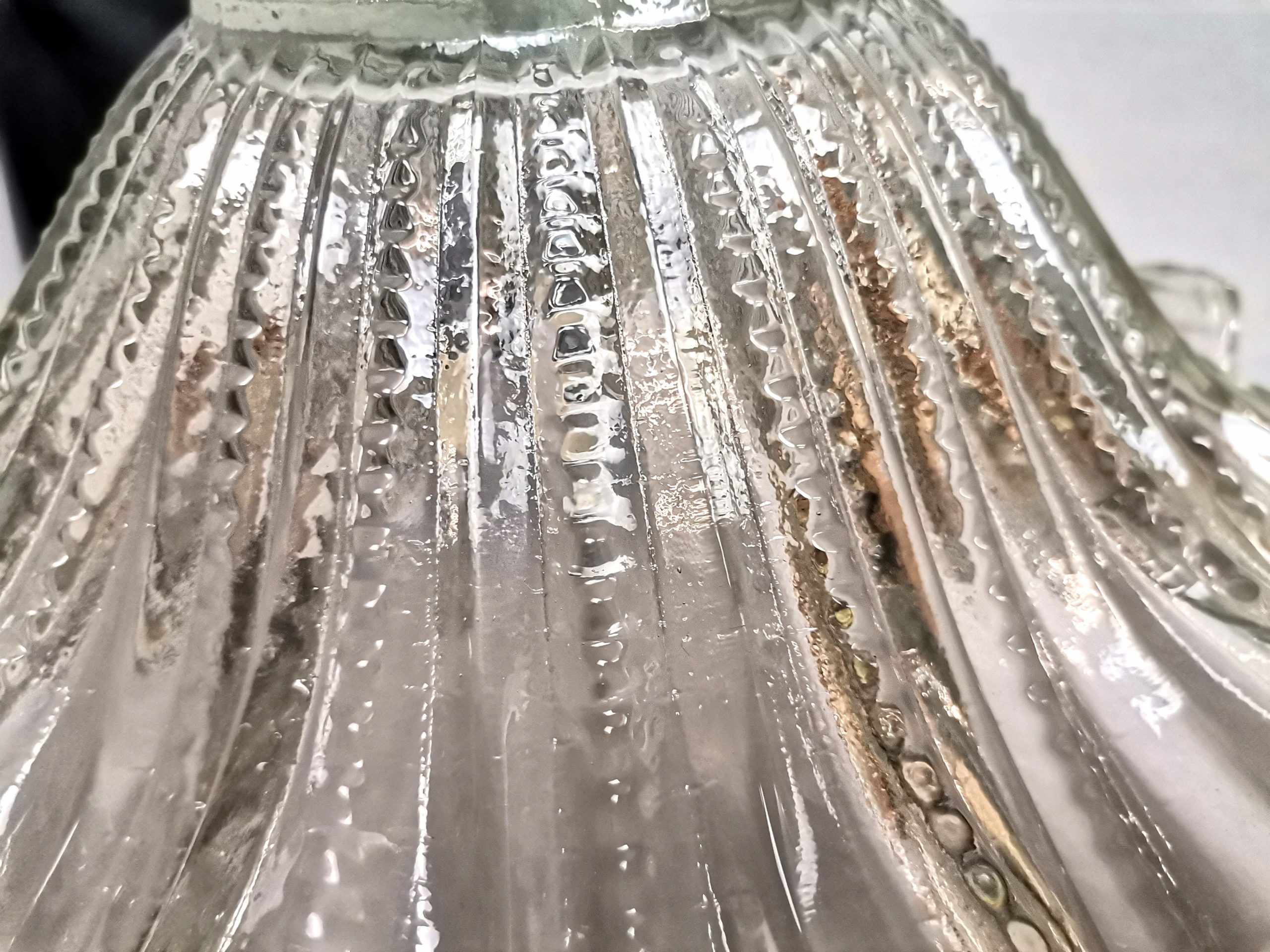 Portuguese farmhouse mid century clear glass bowl hanging lamp 1960s
