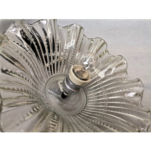 Portuguese farmhouse mid century clear glass bowl hanging lamp 1960s
