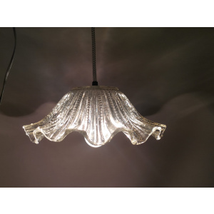 Portuguese farmhouse mid century clear glass bowl hanging lamp 1960s
