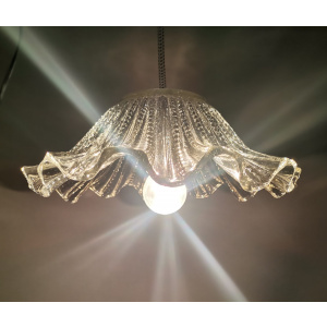Portuguese farmhouse mid century clear glass bowl hanging lamp 1960s