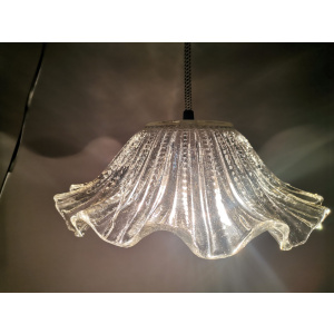 Portuguese farmhouse mid century clear glass bowl hanging lamp 1960s