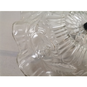 Portuguese farmhouse mid century clear floral glass dish pendant lamp 1960s