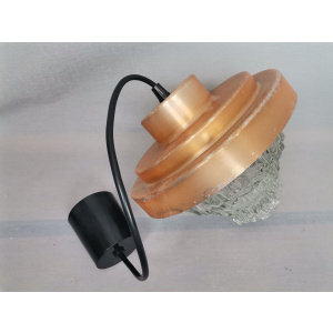 Mid Century Modern clear glass metallic copper colored aluminium hanging lamp, 1960s