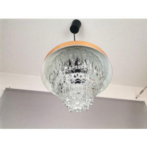 Mid Century Modern clear glass metallic copper colored aluminium hanging lamp, 1960s