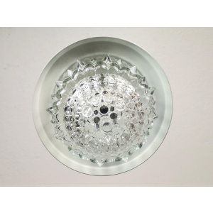Mid Century Modern clear glass metallic copper colored aluminium hanging lamp, 1960s