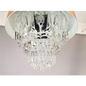 Mid Century Modern clear glass metallic copper colored aluminium hanging lamp, 1960s