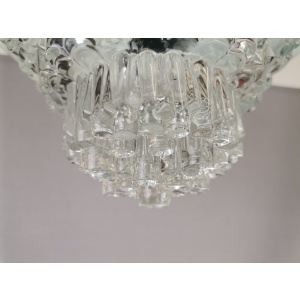Mid Century Modern clear glass metallic copper colored aluminium hanging lamp, 1960s