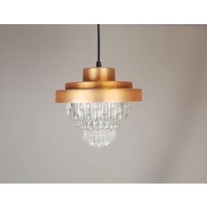 Mid Century Modern clear glass metallic copper colored aluminium hanging lamp, 1960s