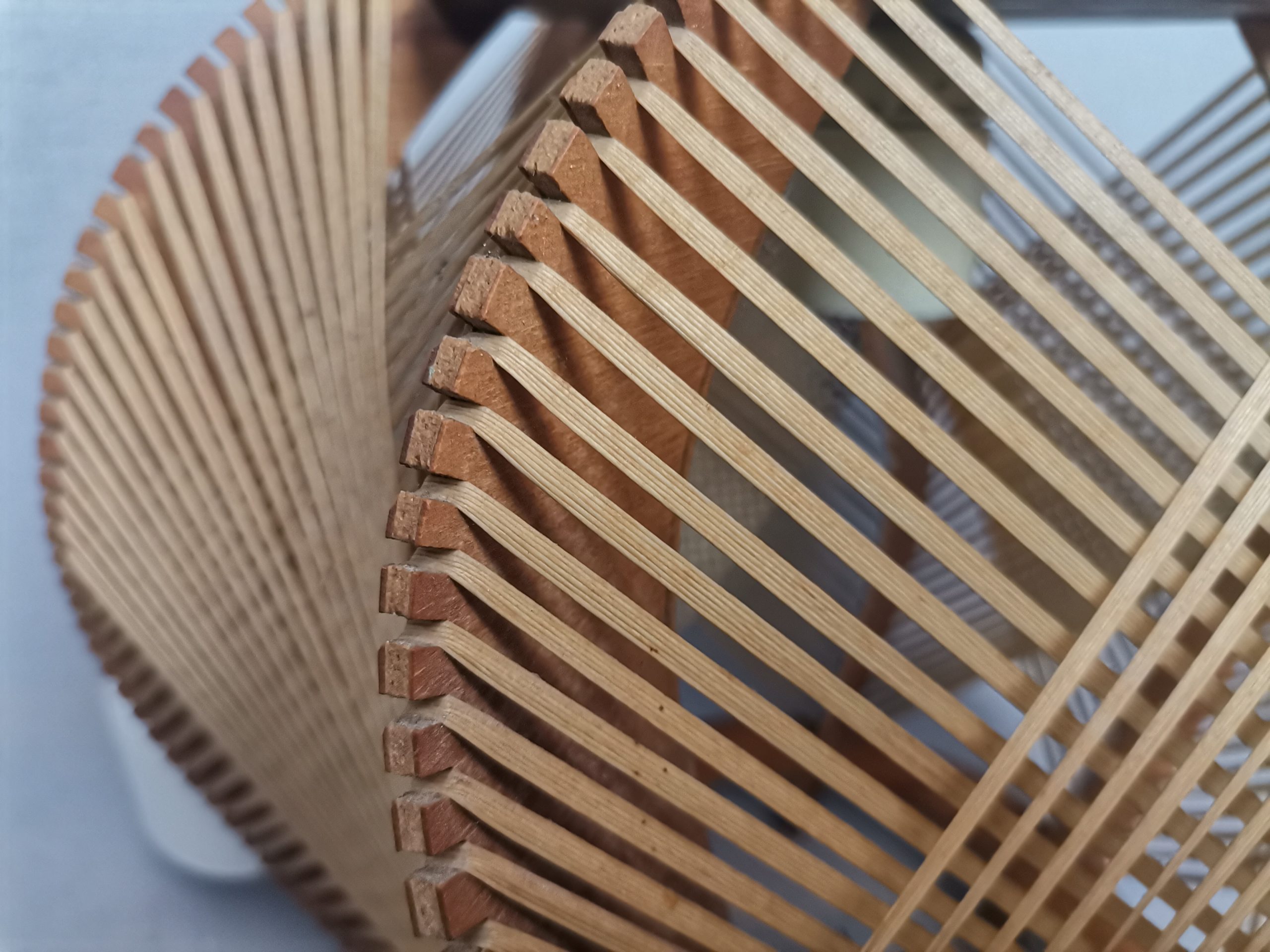 Portuguese mid century wooden wood straw string hanging lamp 1960s