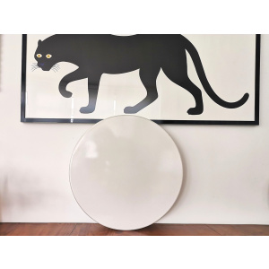 EXTRA Large Italian minimalist opaline white acrylic pill flush mount ceiling light fixture lamp by Luminaries Novalux, 1990s