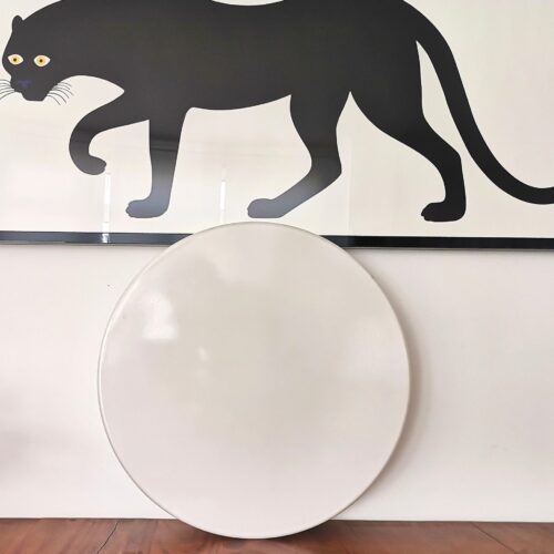 EXTRA Large Italian minimalist opaline white acrylic pill flush mount ceiling light fixture lamp by Luminaries Novalux, 1990s
