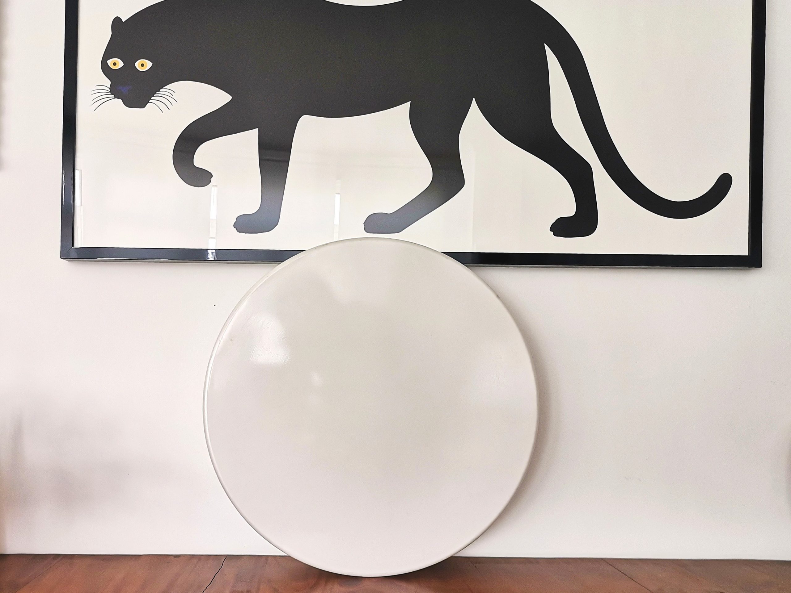 EXTRA Large Italian minimalist opaline white acrylic pill flush mount ceiling light fixture lamp by Luminaries Novalux, 1990s