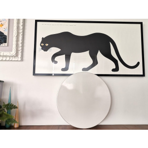 EXTRA Large Italian minimalist opaline white acrylic pill flush mount ceiling light fixture lamp by Luminaries Novalux, 1990s