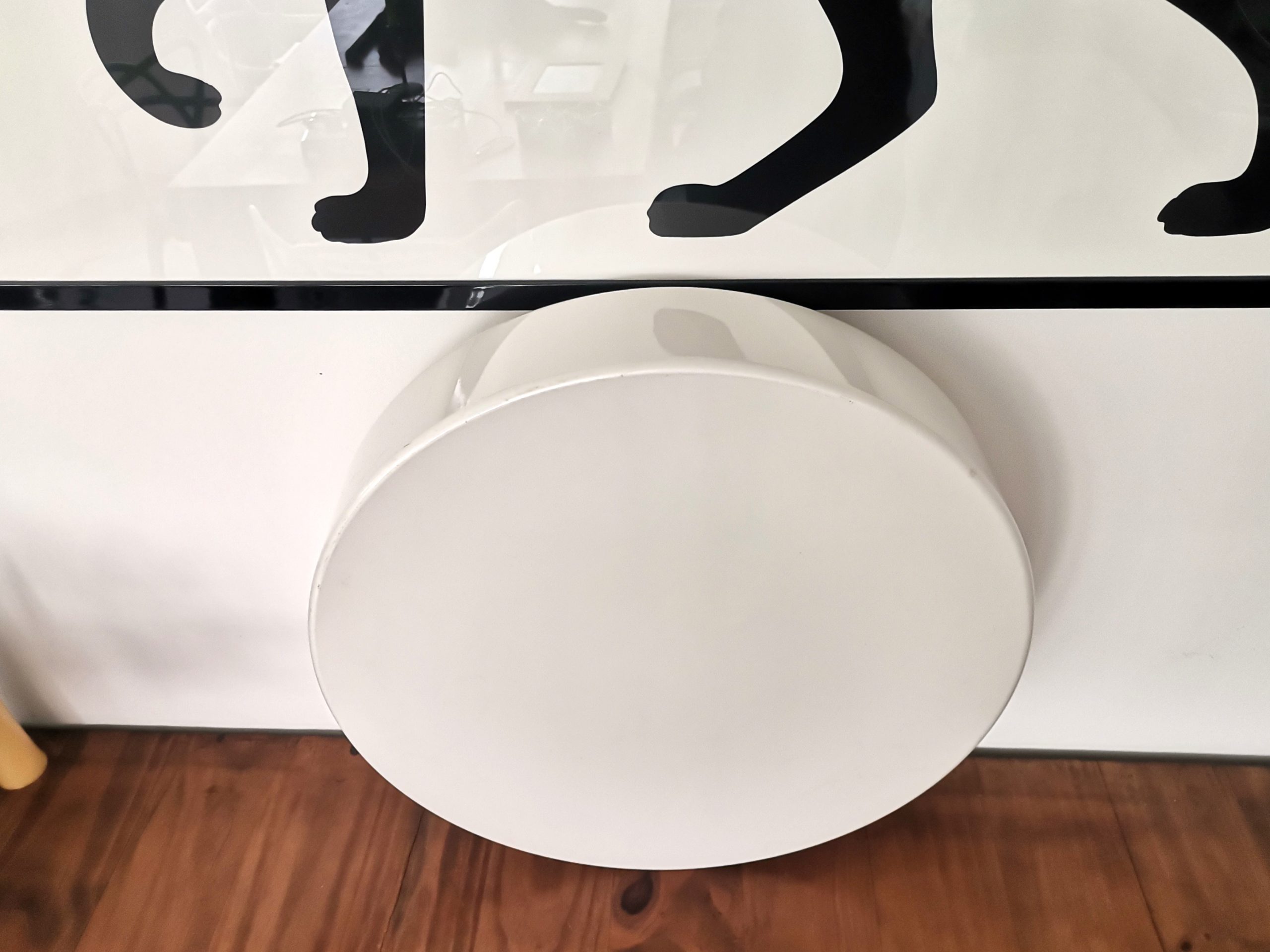 EXTRA Large Italian minimalist opaline white acrylic pill flush mount ceiling light fixture lamp by Luminaries Novalux, 1990s
