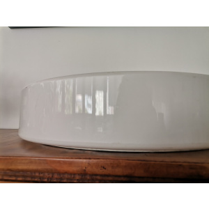 EXTRA Large Italian minimalist opaline white acrylic pill flush mount ceiling light fixture lamp by Luminaries Novalux, 1990s