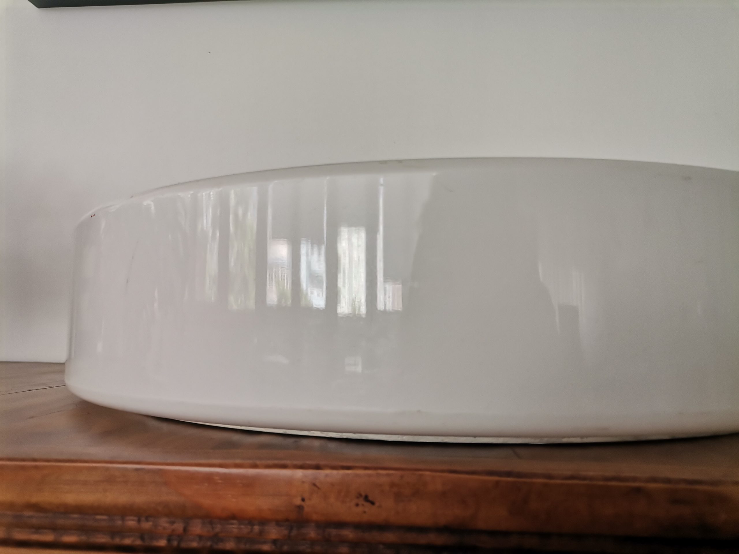 EXTRA Large Italian minimalist opaline white acrylic pill flush mount ceiling light fixture lamp by Luminaries Novalux, 1990s