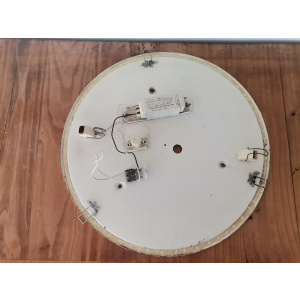 EXTRA Large Italian minimalist opaline white acrylic pill flush mount ceiling light fixture lamp by Luminaries Novalux, 1990s