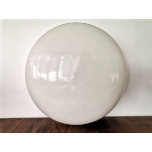 Large Italian glossy white acrylic minimalist pill flush mount ceiling fixture lamp. 1960s
