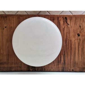 Large Italian glossy white acrylic minimalist pill flush mount ceiling fixture lamp. 1960s