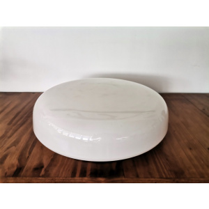Large Italian glossy white acrylic minimalist pill flush mount ceiling fixture lamp. 1960s