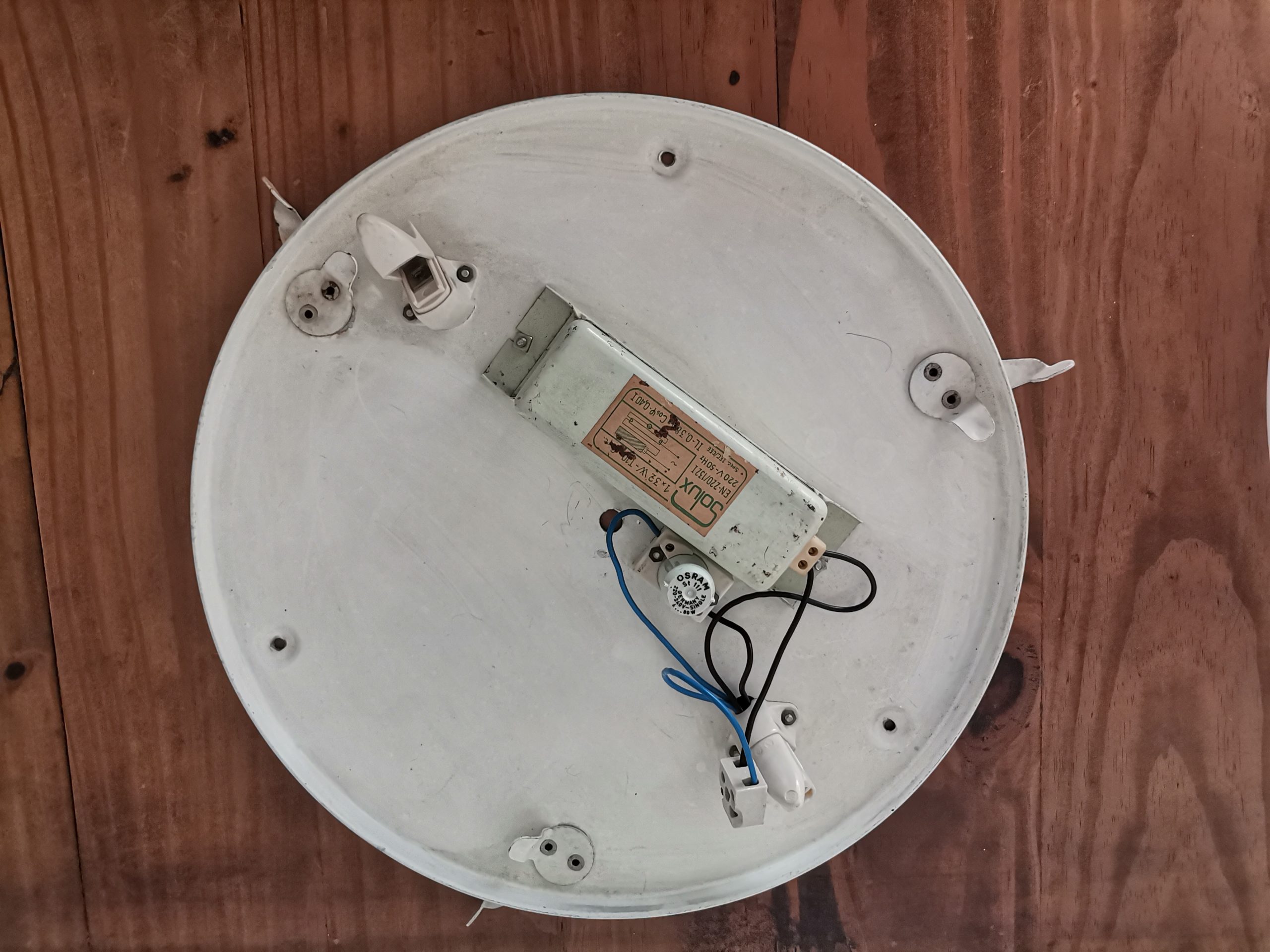 Large Italian glossy white acrylic minimalist pill flush mount ceiling fixture lamp. 1960s