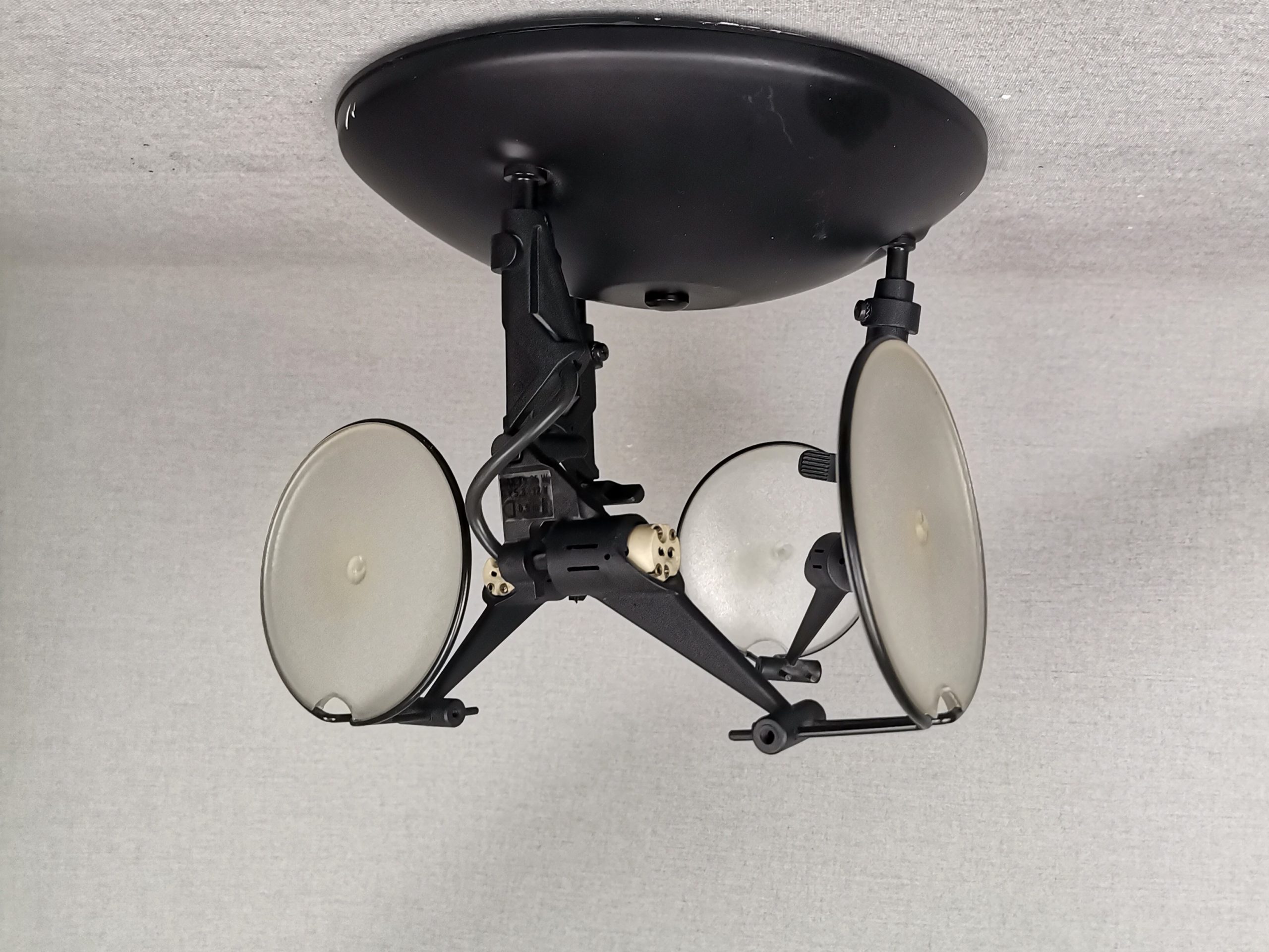Industrial style Black 3 spot floodlight flush mount ceiling lamp