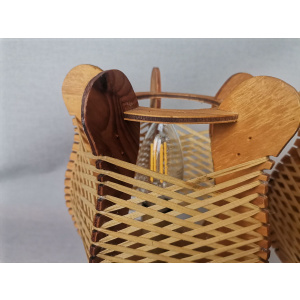 Portuguese mid century farmhouse wooden wood straw table lamps, SET of 2, 1960s