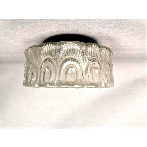 Mid-Century Portuguese Round Glass Bathroom Ceiling Flush Mount Lamp, 1960s