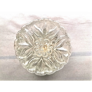 Mid-Century Portuguese Round Glass Bathroom Ceiling Flush Mount Lamp, 1960s