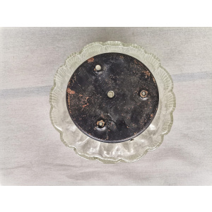 Mid-Century Portuguese Round Glass Bathroom Ceiling Flush Mount Lamp, 1960s