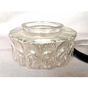 Mid-Century Portuguese Round Glass Bathroom Ceiling Flush Mount Lamp, 1960s