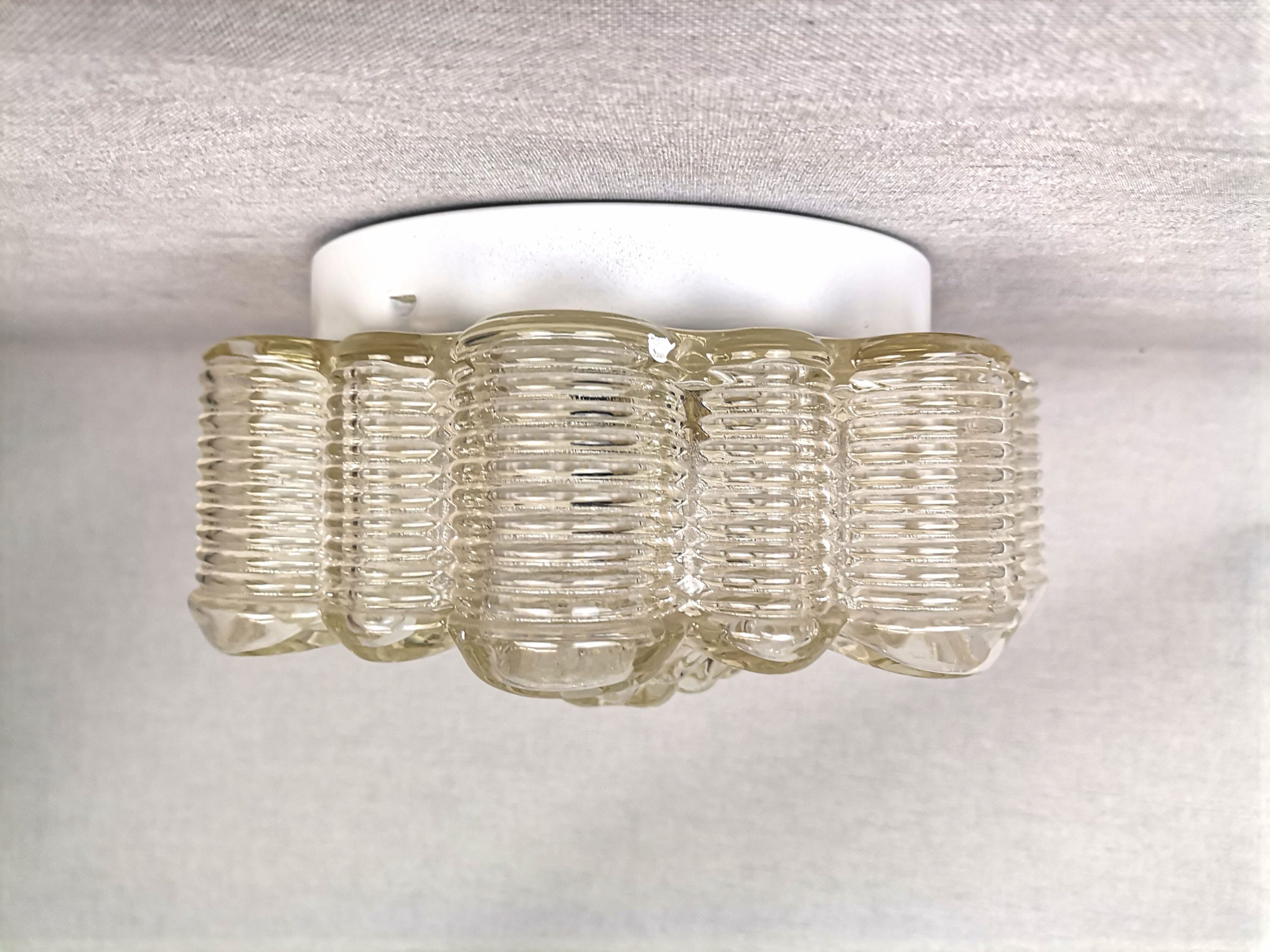 Large Portuguese clear glass flush mount bathroom ceiling lamp