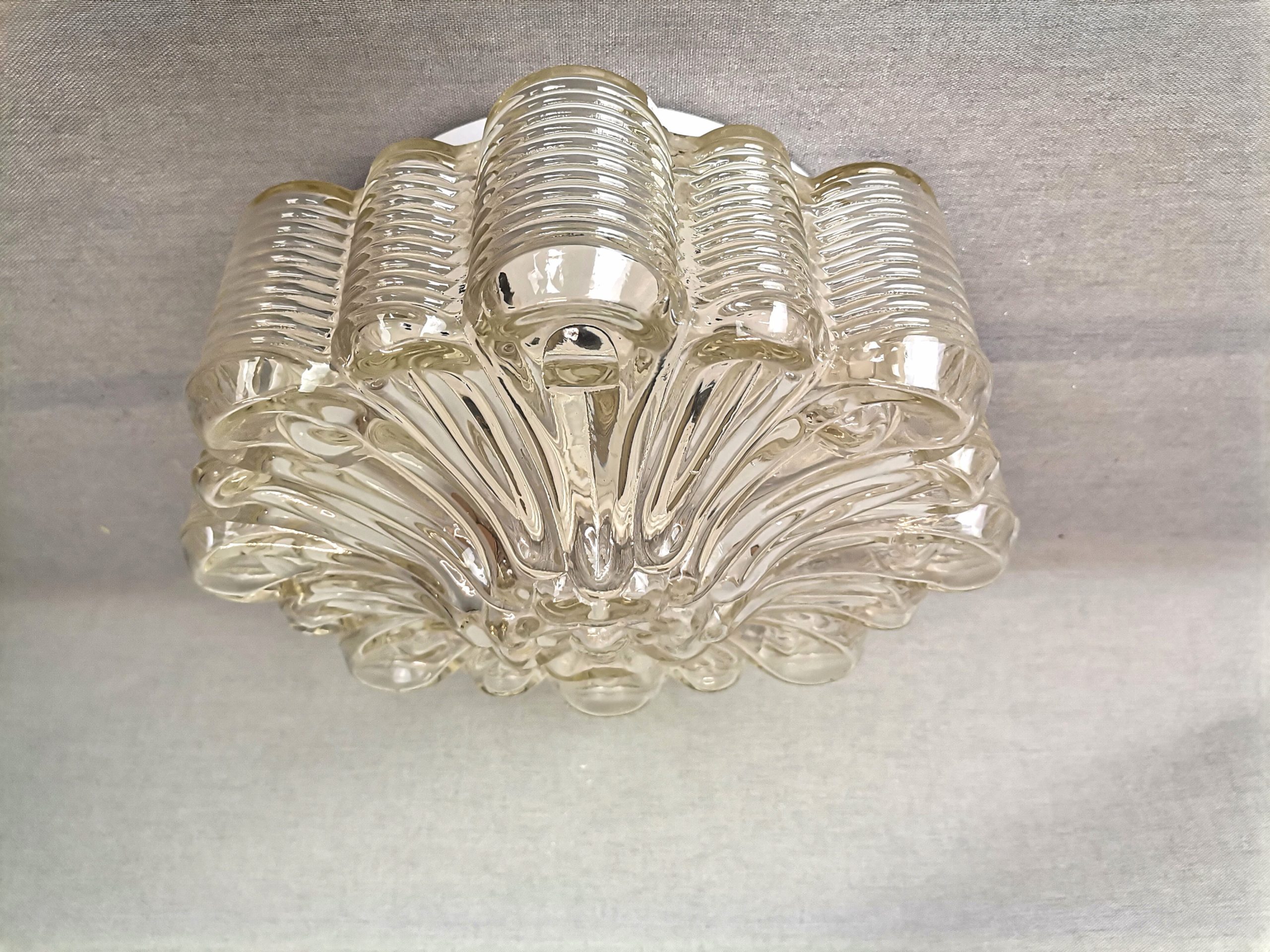 Large Portuguese clear glass flush mount bathroom ceiling lamp