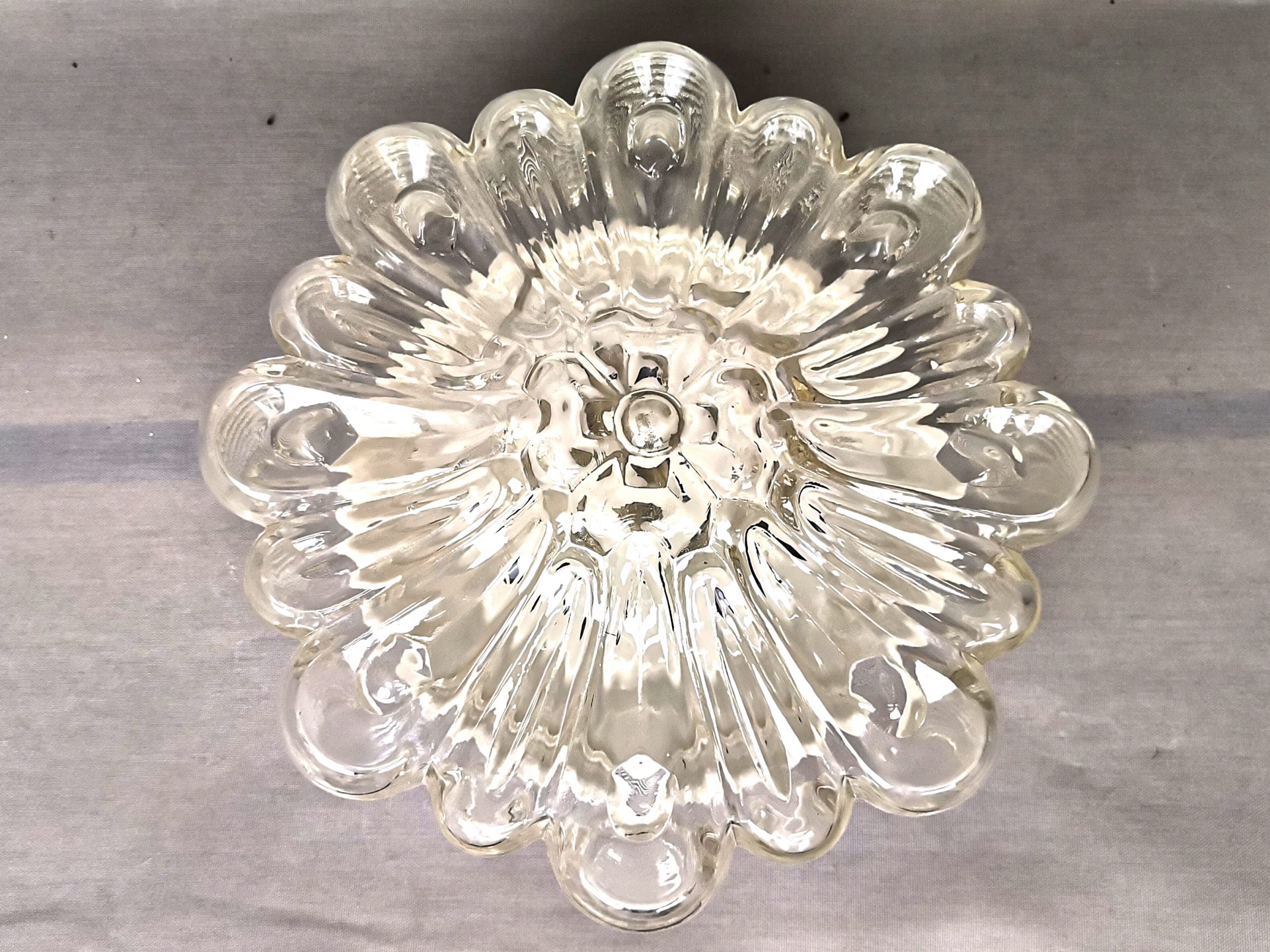 Large Portuguese clear glass flush mount bathroom ceiling lamp