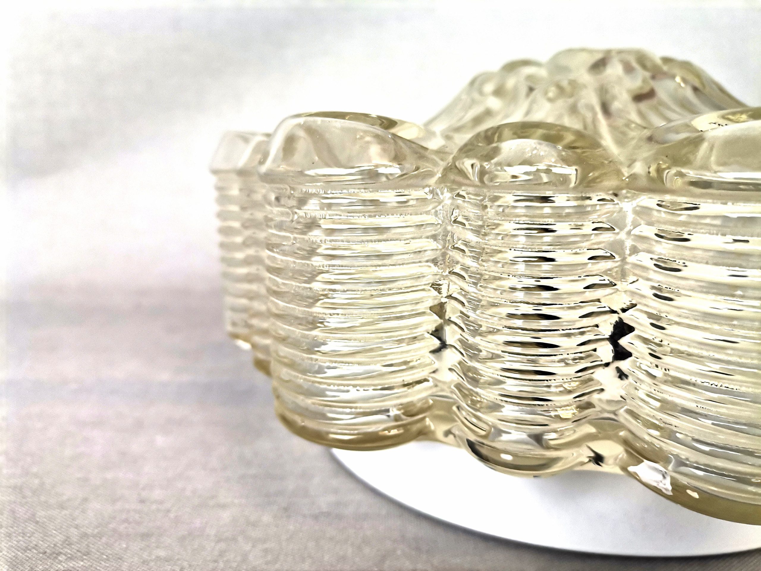 Large Portuguese clear glass flush mount bathroom ceiling lamp