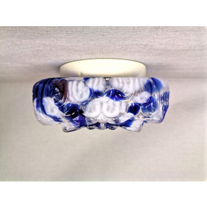 Large square blue spatter splatter glass flush mount ceiling lamp