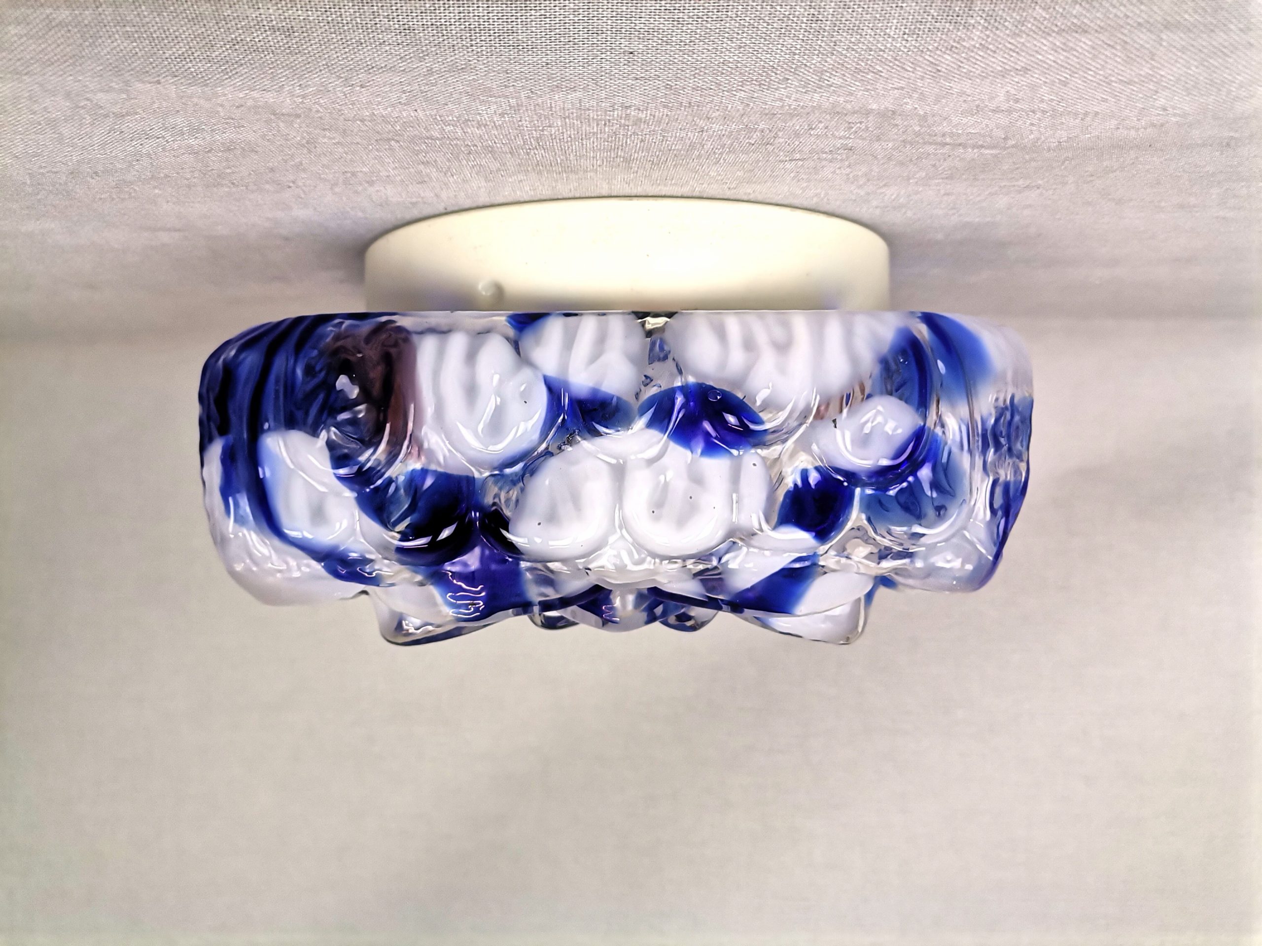 Large square blue spatter splatter glass flush mount ceiling lamp