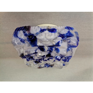 Large square blue spatter splatter glass flush mount ceiling lamp