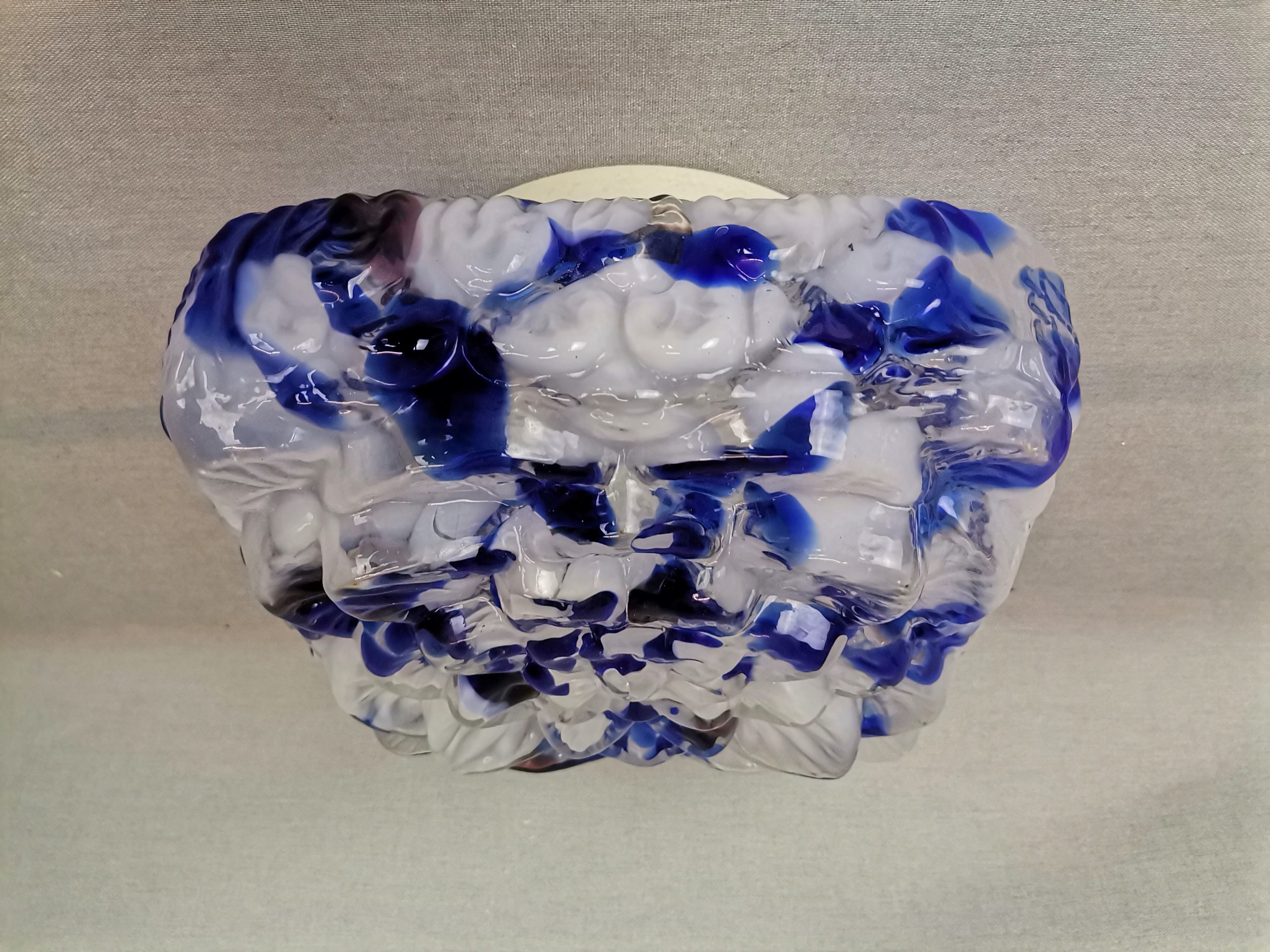 Large square blue spatter splatter glass flush mount ceiling lamp