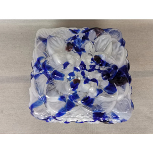 Large square blue spatter splatter glass flush mount ceiling lamp